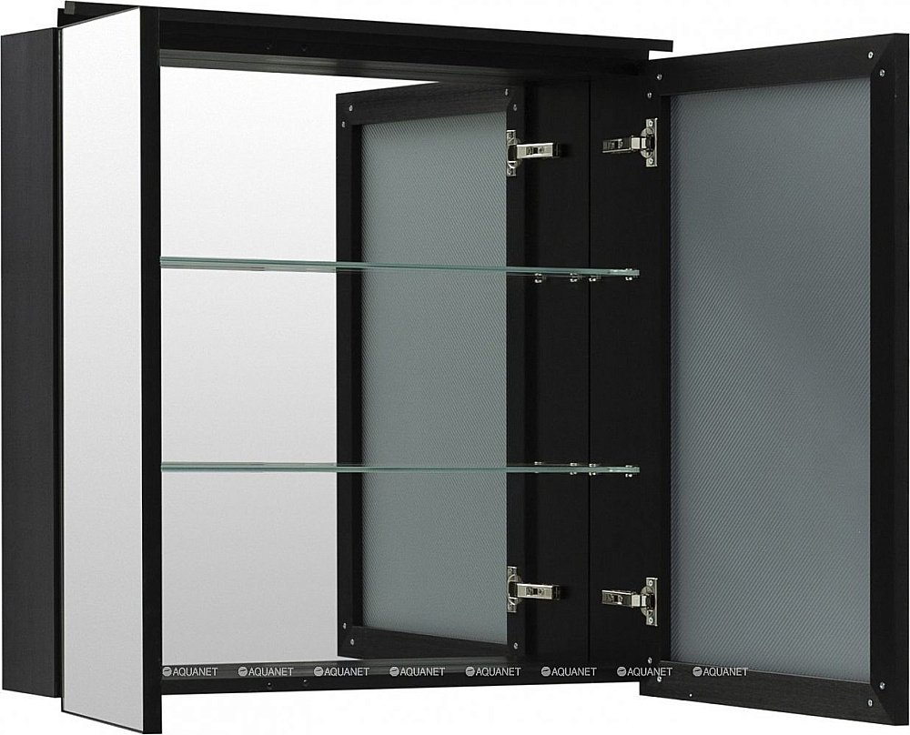 Зеркальный шкаф De Aqua Алюминиум 261759 80 черный купить в интернет-магазине сантехники Sanbest
