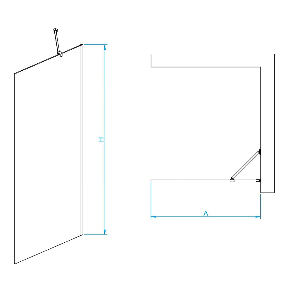 Душевое ограждение RGW Walk In WA-102B 70 351010207-14 стекло прозрачное/профиль черный купить в интернет-магазине Sanbest