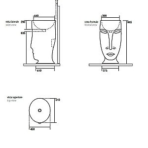 Раковина напольная Kerasan Artwork Moloco 45 474031 черная матовая купить в интернет-магазине Sanbest