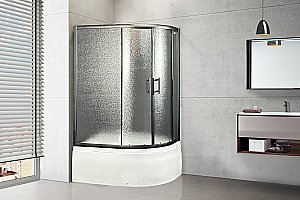 Душевой уголок Royal Bath RB8120BK-C-BL-Practic 120х80 стекло рифленое/профиль черный купить в интернет-магазине Sanbest