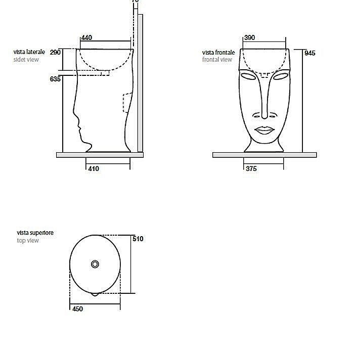 Раковина напольная Kerasan Artwork Moloco 45 474031 черная матовая купить в интернет-магазине Sanbest