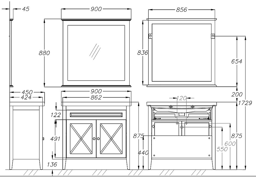 Тумба с раковиной Опадирис Палермо 90 белая матовая для ванной в интернет-магазине Sanbest