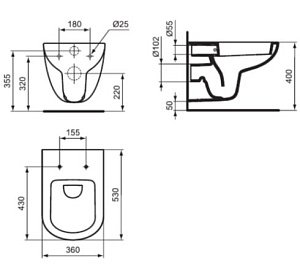 Унитаз подвесной с инсталляцией Ideal Standard Tempo-IS W990101 белый/кнопка хром, с крышкой микролифт купить в интернет-магазине Sanbest