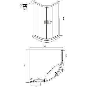 Душевой уголок Ambassador Kingston 14011206 80х80 стекло прозрачное/профиль черный купить в интернет-магазине Sanbest