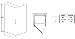Душевой уголок Jacob Delafon CONTRA E22T81-GA/E22FT70-GA 80х70 стекло прозрачное/профиль хром купить в интернет-магазине Sanbest