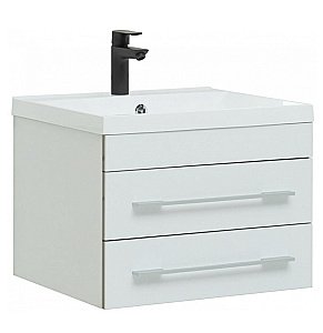 Тумба с раковиной Aquanet Верона 58/Aquanet Нота-58 подвесная 2 ящика белая глянцевая для ванной в интернет-магазине Sanbest