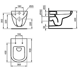 Унитаз подвесной с инсталляцией Ideal Standard Tempo-IS W990101 белый/кнопка хром, с крышкой микролифт купить в интернет-магазине Sanbest