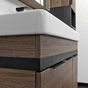 Тумба с раковиной Comforty Соло 00-00010979 90 дуб тёмно-коричнвый для ванной в интернет-магазине Sanbest