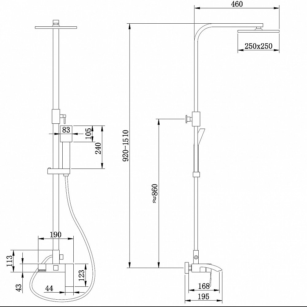 Душевая система ABBER Wasserfall AF8616L хром купить в интернет-магазине сантехники Sanbest