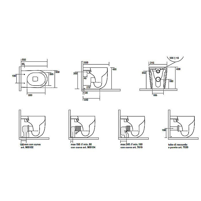 Унитаз приставной Kerasan Nolita 5318 белый матовый, безободковый купить в интернет-магазине Sanbest