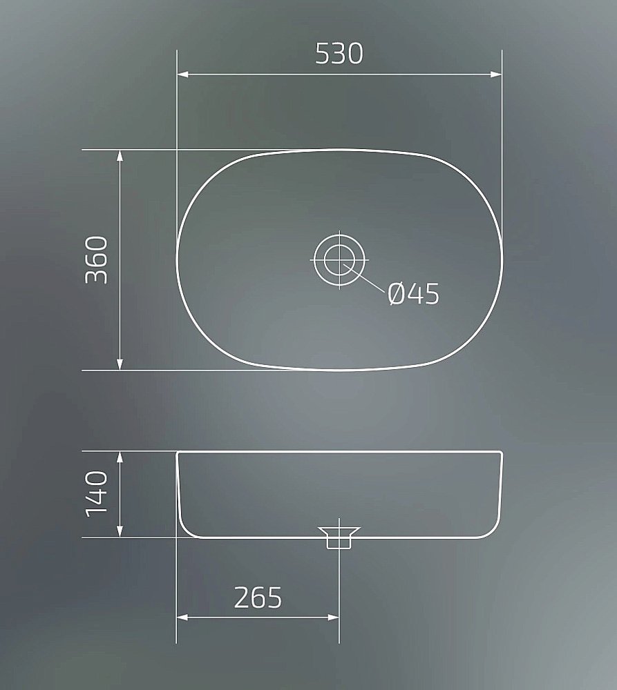 Раковина накладная Gid Creativo 53 N9028bg 53380 черный графит, матовая купить в интернет-магазине Sanbest