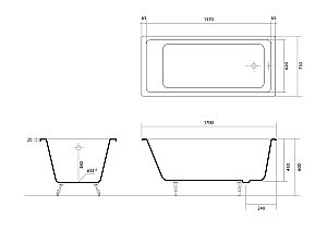 Ванна Aquatek Альфа 170x75 AQ8970F-00 белая купить в интернет-магазине Sanbest