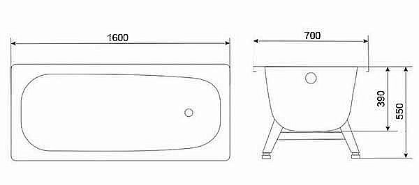 Ванна стальная Loranto 85365 160х70 белая купить в интернет-магазине Sanbest