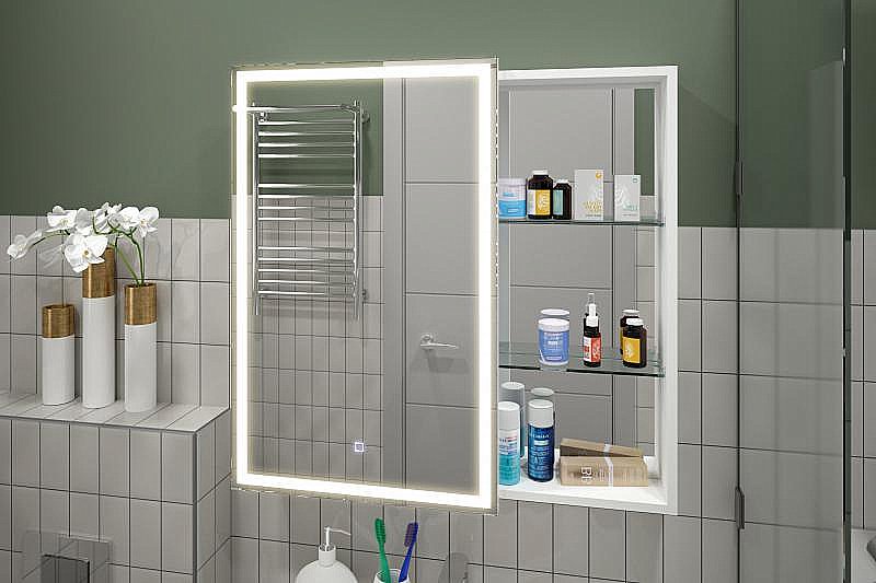 Зеркальный шкаф Misty Аперио 80 МВК006/МВК007 белый купить в интернет-магазине сантехники Sanbest