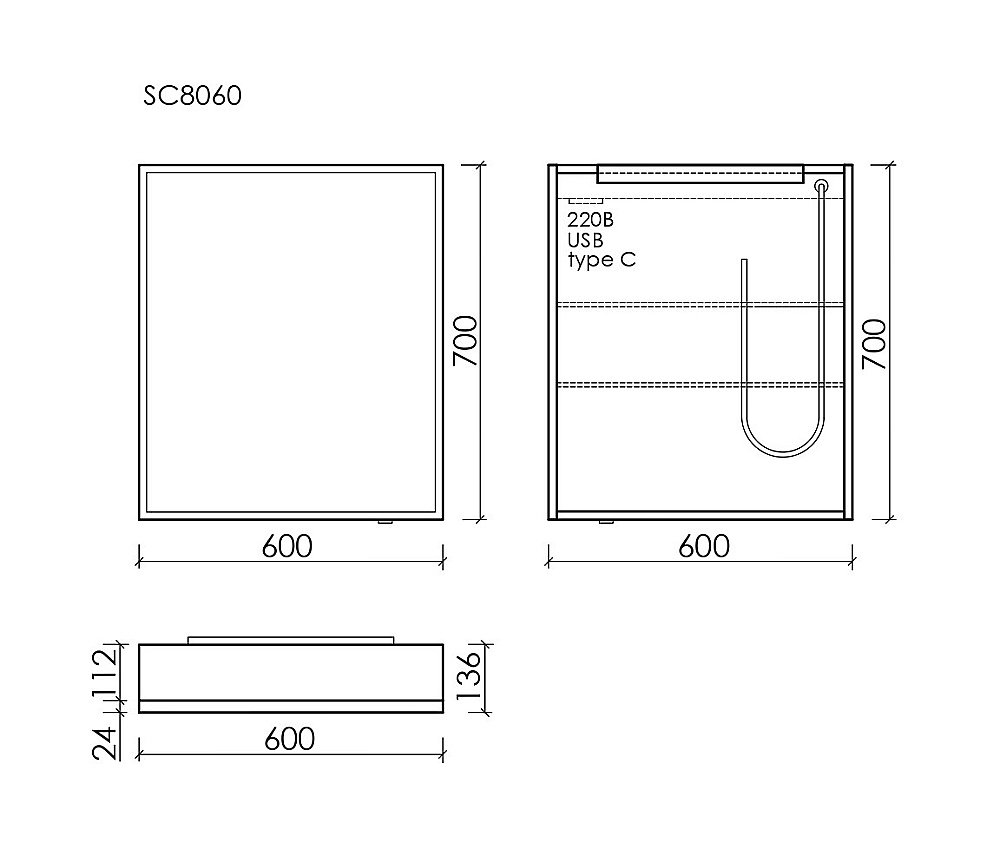 Зеркальный шкаф Sancos Evoke 60х70 SC8060 серый купить в интернет-магазине сантехники Sanbest