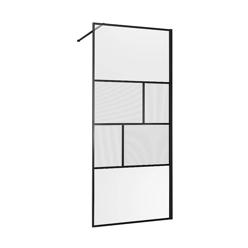 Душевое ограждение Vincea Walk-In 80 VSW-1HC800CFB стекло прозрачное-рифленое/профиль черный матовый купить в интернет-магазине Sanbest