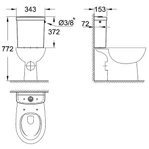 Унитаз Grohe Bau Ceramic 39349 437 боковая подводка купить в интернет-магазине Sanbest