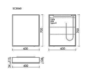 Зеркальный шкаф Sancos Evoke 60х70 SC8060 серый купить в интернет-магазине сантехники Sanbest