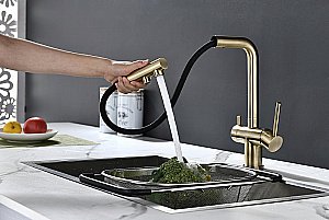 Смеситель для кухни Paulmark Serpentine Se213222-BR бронза купить в интернет-магазине сантехники Sanbest