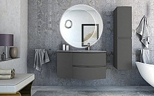 Тумба с раковиной правосторонняя Cezares Vague 104 Grigio talpa opaco для ванной в интернет-магазине Sanbest