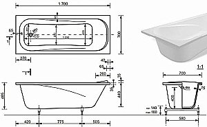 Ванна Taliente Bolseno Matt BL17070Matt 170х70 белая матовая купить в интернет-магазине Sanbest