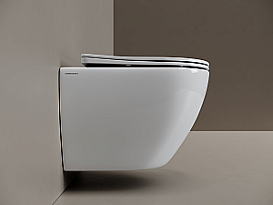 Унитаз подвесной Ceramica Nova Mia CN1805T белый, безободковый, с крышкой микролифт, слив торнадо купить в интернет-магазине Sanbest