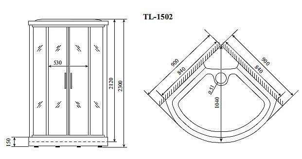 Душевая кабина Timo LUX TL 1502 90x90 купить в интернет-магазине Sanbest