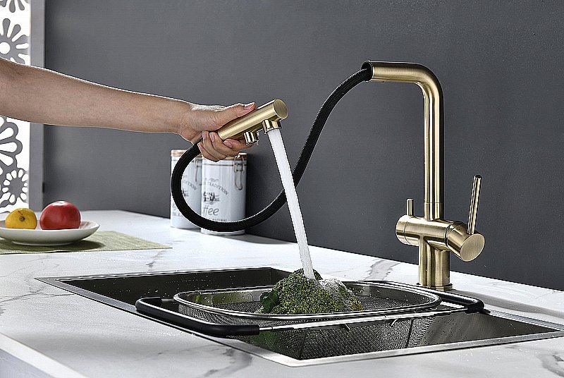 Смеситель для кухни Paulmark Serpentine Se213222-BR бронза купить в интернет-магазине сантехники Sanbest