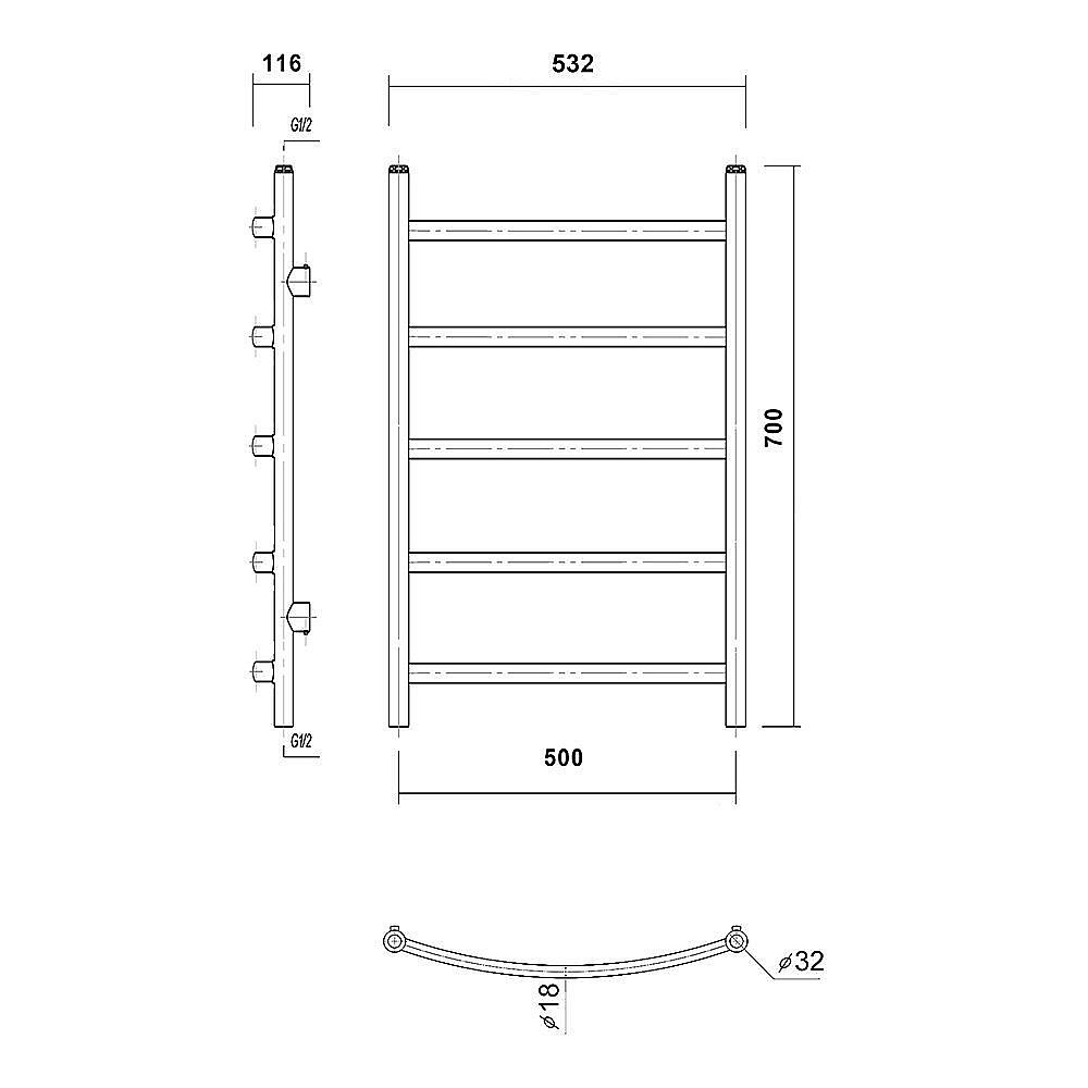 Полотенцесушитель Domoterm Калипсо П5 50x70 хром купить в интернет-магазине сантехники Sanbest