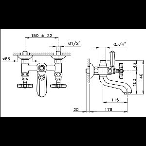 Смеситель для ванны Nicolazzi Teide 1900CR05 Хром купить в интернет-магазине сантехники Sanbest