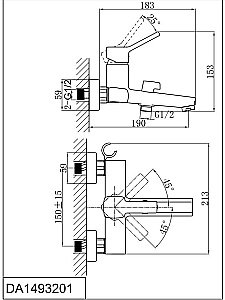 Смеситель для ванны D&K Rhein Dusseldorf DA1493201 хром купить в интернет-магазине сантехники Sanbest