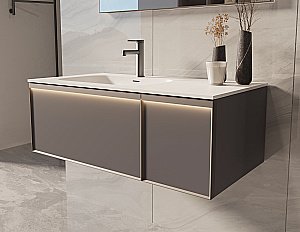 Тумба с раковиной Vincea Elise 100 VMC-4EL100MG/VCB-4EL100MW серый матовый для ванной в интернет-магазине Sanbest