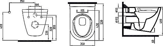 Унитаз подвесной Bien MINERAL MNKA052N1VP1W5000 белый, с крышкой микролифт, безободковый купить в интернет-магазине Sanbest