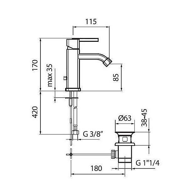 Смеситель для биде Webert Azeta AZ840102015 купить в интернет-магазине сантехники Sanbest