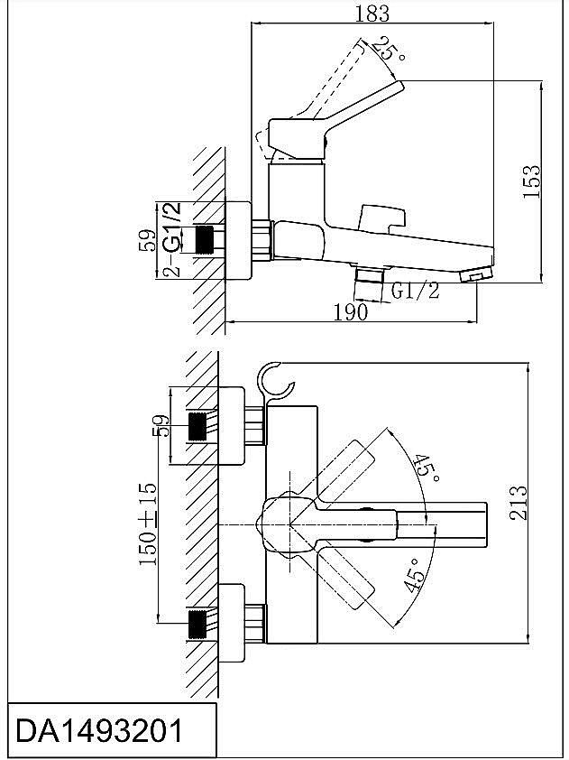 Смеситель для ванны D&K Rhein Dusseldorf DA1493201 хром купить в интернет-магазине сантехники Sanbest