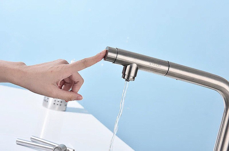 Смеситель для кухни Paulmark Viper Vi213105-BS брашированная сталь купить в интернет-магазине сантехники Sanbest