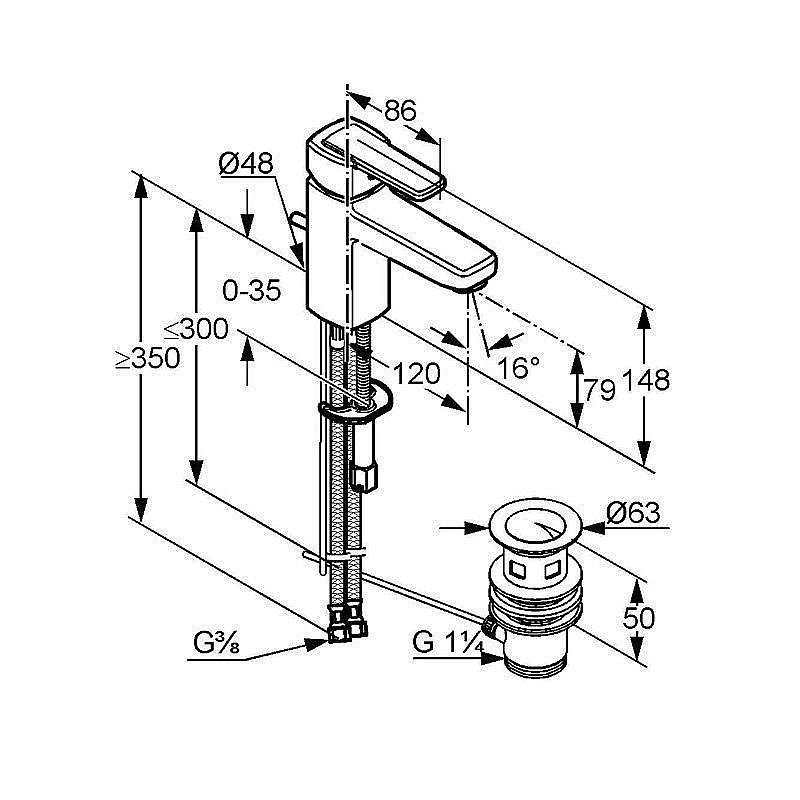 Смеситель для раковины Kludi Q-beo 500230575 купить в интернет-магазине сантехники Sanbest