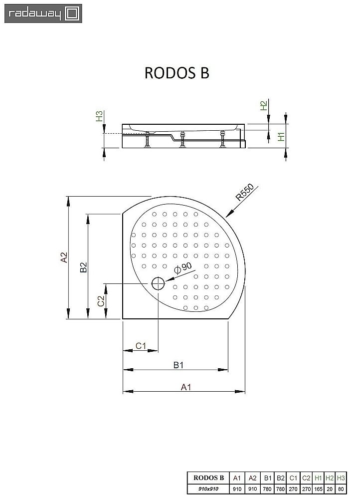 Душевой поддон Radaway Rodos B 4D99155-03 90x90 белый купить в интернет-магазине Sanbest