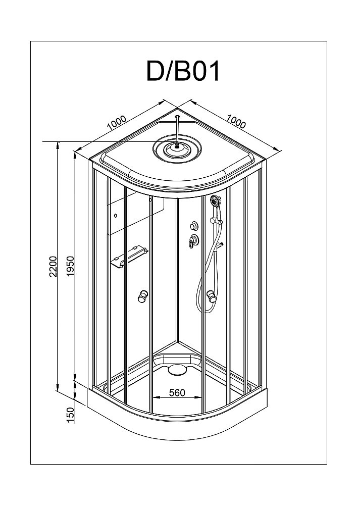 Душевая кабина DTO D01 100х100 без крыши купить в интернет-магазине Sanbest