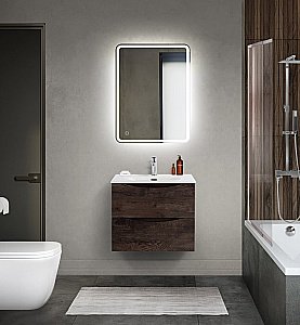 Тумба с раковиной BelBagno MARINO-CER-MINI-600-2C-SO-RNG-P Rovere Nature Grigio для ванной в интернет-магазине Sanbest