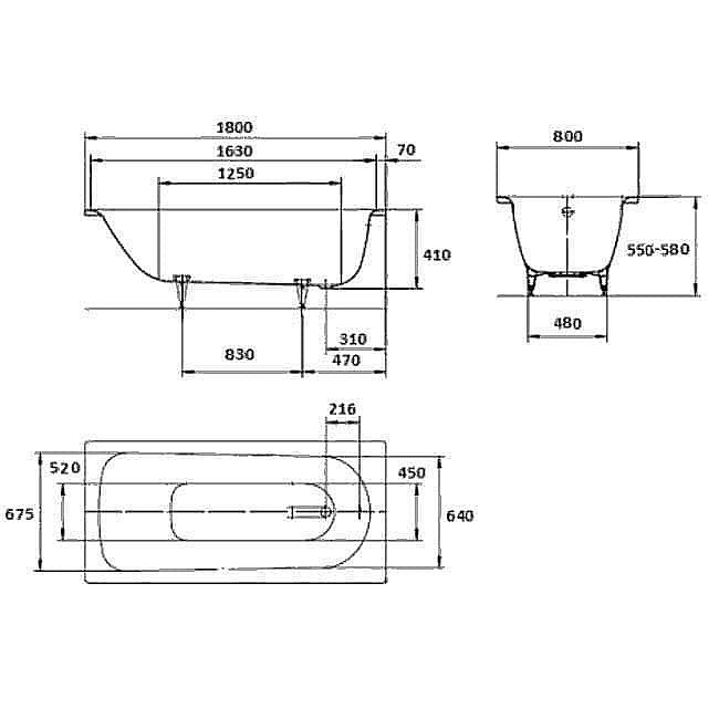 Ванна стальная Kaldewei Saniform Plus 375-1 180x80 112830003001 Antislip Perl-Effekt белый купить в интернет-магазине Sanbest