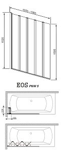 Шторка для ванны Radaway EOS PNW5 107 купить в интернет-магазине Sanbest