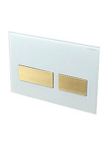Кнопка для инсталляции Cezares LUX-GB-2-BORO белая глянцевая, брашированное золото купить в интернет-магазине сантехники Sanbest