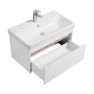 Тумба с раковиной Акватон Марти 80 белая/дуб эльвезия для ванной в интернет-магазине Sanbest