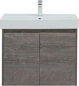 Тумба с раковиной Aquanet Nova Lite 75 с зеркалом, 2 дверцы дуб рошелье для ванной в интернет-магазине Sanbest