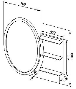 Панель с полками Aquanet Опера 115 черная купить в интернет-магазине сантехники Sanbest