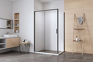 Душевой уголок Aquanet Pleasure Evo 346124 110x100 стекло прозрачное/профиль черный купить в интернет-магазине Sanbest