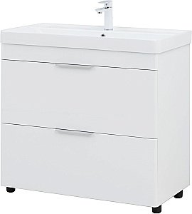 Тумба напольная с раковиной Aquanet Ирис New 90 336309+329250 белая глянцевая для ванной в интернет-магазине Sanbest