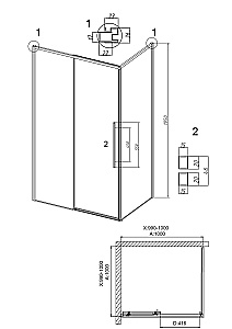Душевой уголок Grossman Galaxy 100х100 120.K33.01.1010.32.00 стекло прозрачное/профиль золото брашированное купить в интернет-магазине Sanbest