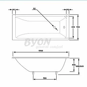 Ванна чугунная BYON Vilma V0000096 170x70 купить в интернет-магазине Sanbest